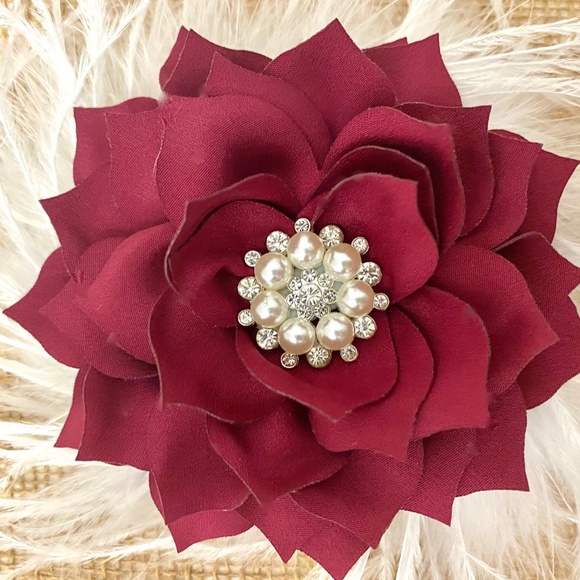 Burgundy Fascinator Hair Clip, Wedding Hair Accessories, All colors Handmade main image 5